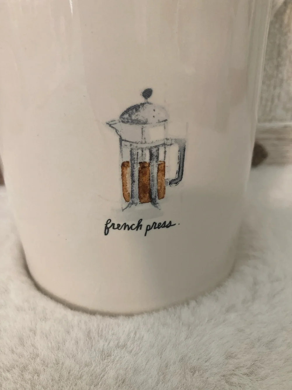 Rae Dunn Ceramic Canister with French Press Illustration